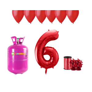 HeliumKing Hélium parti szett 6. születésnapra piros színű lufikkal