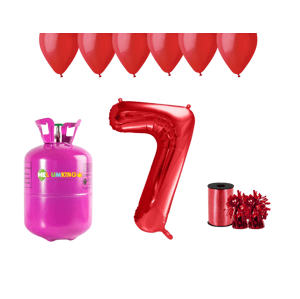 HeliumKing Hélium parti szett 7. születésnapra piros színű lufikkal