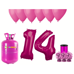 HeliumKing Hélium parti szett 14. szülinapra rózsaszín lufikkal