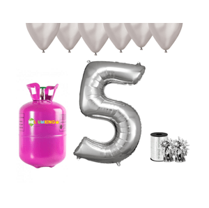 HeliumKing Hélium parti szett 5. születésnapra ezüst színű lufikkal
