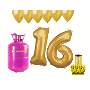 HeliumKing Hélium parti szett 16. születésnapra arany színű lufikkal