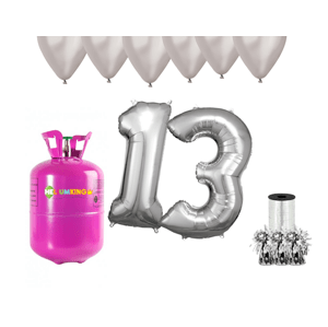 HeliumKing Hélium parti szett 13. születésnapra ezüst színű lufikkal