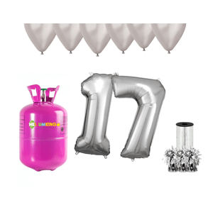 HeliumKing Hélium parti szett 17. születésnapra ezüst színű lufikkal
