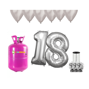 HeliumKing Hélium parti szett 18. születésnapra ezüst színű lufikkal