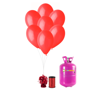HeliumKing Hélium parti szett piros színű lufikkal 30 drb