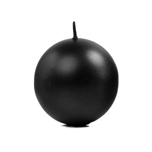 PartyDeco Gyertya - gömb alakú, metál fekete 8 cm