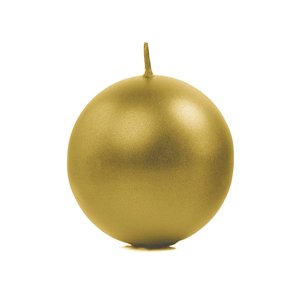 PartyDeco Gyertya - Gömb alakú, metál arany 8 cm