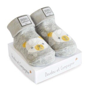 Zokni újszülött részére Birth Socks Doudou et Compagnie szürke lágy mintás 0-6 hó DC3704