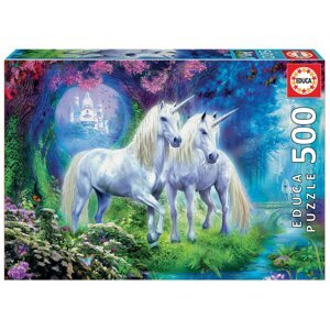 Educa puzzle Unicorns in the forest 500 darabos és fix ragasztó 17648