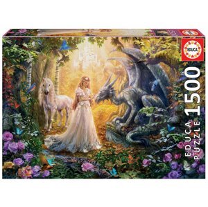 Educa puzzle Dragon, Princess and Unicorn 1500 darabos és fix ragasztó 17696