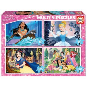 Puzzle Multi 4 Disney Princess Educa 50-80-100-150 darabos 5 évtől
