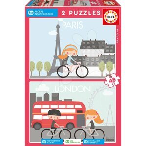 Educa puzzle Paris & London Apanona Children's Villages 2x48 darabos 17726