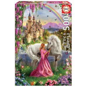 Educa puzzle Fairy and Unicorn 500 darabos és fix ragasztó 17985