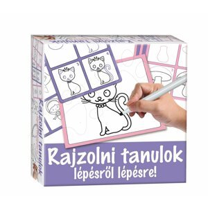 Dohány készségfejlesztő rajztábla Rajzolj rá és töröld le lila - Rajzolni tanulok lépésről lépésre állatkákat 506-3