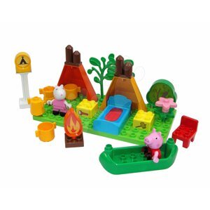 Építőjáték Peppa Pig Camping szett PlayBIG Bloxx BIG 25 darabos természetben 2  figurával 1,5-5 éves korosztálynak