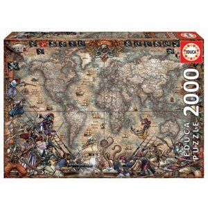 Puzzle Pirates Map Educa 2000 darabos és Fix puzzle ragasztó 11 évtől