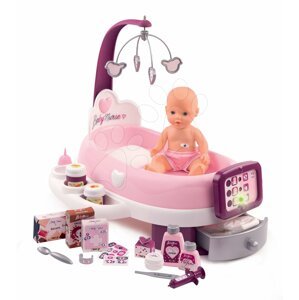 Babacenter elektronikus Violette Baby Nurse Smoby 30 cm pisilős babával és 24 kiegészítővel