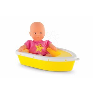 Játékbaba Mini Bath Plouf Corolle barna szemekkel és csónakkal 20 cm 18 hó-tól