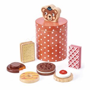 Fa tárolódoboz nassolnivalóval Bear's Biscuit Barrel Tender Leaf Toys 6 fajta édesség
