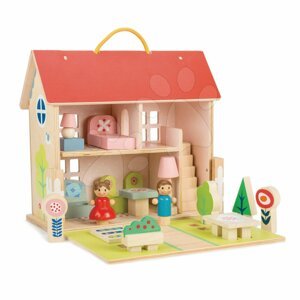Fa babaház Dolls house Tender Leaf Toys 2 figurával, bútorral és 18 kiegészítővel