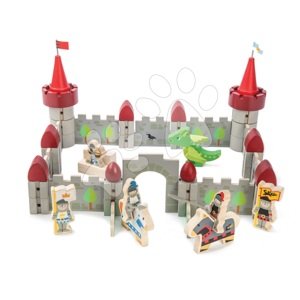 Fa kastély Dragon Castle Tender Leaf Toys 59 darabos készlet sárkánnyal és lovagokkal