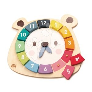 Fa mackó óra Bear Colour Clock Tender Leaf Toys felfüggeszthető 12 színes számmal
