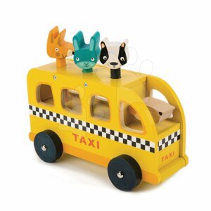 Fa sárga taxi Animal Taxi Tender Leaf Toys 3 állatkával és hanggal 18 hó-tól