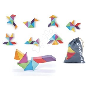 Fa mágneses építőjáték Designer Magblocs Tender Leaf Toys 8 háromszög alakzat zsákban