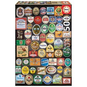 Puzzle Beer labels Collage Educa 1500 darabos és Fix puzzle ragasztó 11 évtől