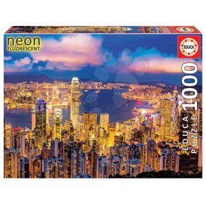 Neon puzzle Hong Kong Skyline Educa 1000 darabos és Fix puzzle ragasztó 11 évtől