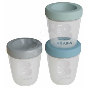 Ételtároló doboz Beaba Silicone portions Jungle 3x200 ml szilikon poharak kék zöld szürke 0-hó tól