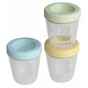 Ételtároló doboz Beaba Silicone portions Spring 3x200 ml szilikon poharak kék sárga zöld 0 hó-tól