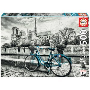 Puzzle Bike near Notre Dame Black&White Educa 500 darabos és Fix ragasztó 11 évtől
