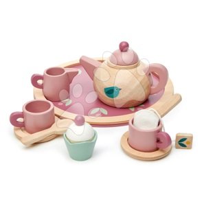 Fa teáskészlet Birdie Tea set Tender Leaf Toys tálcán csészékkel és teafilterrel