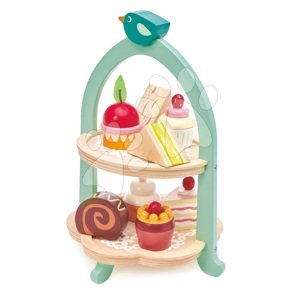 Fa cukrászda Birdie Afternoon Tea stand Tender Leaf Toys sütikkel és szendvicsekkel