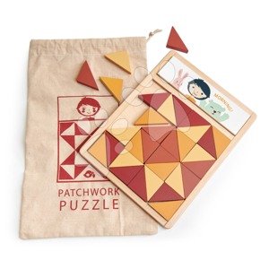 Fa mozaik kirakós Patchwork Quilt Puzzle Tender Leaf Toys barna háromszögek 32 darabos 4 színárnyalat