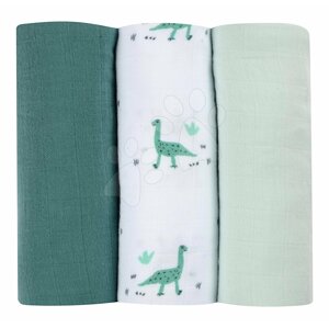 Textil pelenkák pamut muszlinból Cotton Muslin Cloths Beaba Jurassique 3 darabos csomag 70*70 cm 0 hó-tól zöld
