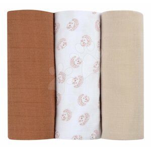 Textil pelenkák pamut muszlinból Cotton Muslin Cloths Beaba Herisson 3 darabos csomag 70*70 cm 0 hó-tól barna