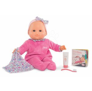 Játékbaba Eloise Pink szundihoz készül Mon Grand Poupon Corolle 36 cm kék pislogó szemekkel és 4 kiegészítővel 24 hó-tól