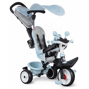 Tricikli és babakocsi egyben fékkel Baby Driver Plus Blue Smoby EVA kerekekkel és intuitív vezérléssel kék 10 hó-tól