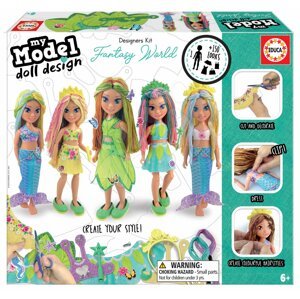 Kreatív alkotás My Model Doll Design Fantasy World Educa készíts saját játékbabát strand ruhában 5 modell 6 éves kortól