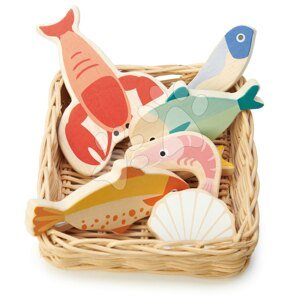 Fa kosár tengeri herkentyűkkel Seafood Basket Tender Leaf Toys halak és kagylók