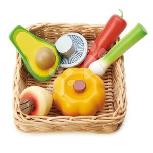 Fa kosár zöldségekkel Veggie Basket Tender Leaf Toys tök avokádó gomba hagyma