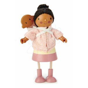 Fa figura kisbabával Mrs. Forrester Tender Leaf Toys rózsaszin kabátban