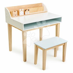 Fa asztal székkel Desk and Chair Tender Leaf Toys tárolórésszel és 3 állatkás tárolódobozzal