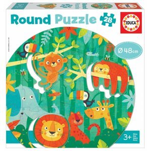Puzzle legkisebbeknek kerek The Jungle Round Educa állatok a dzsungelben 28 darabos 48 cm átmérővel