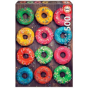 Puzzle Colourful Donuts Educa 500 darabos és Fix ragasztóval a csomagban 11 évtől