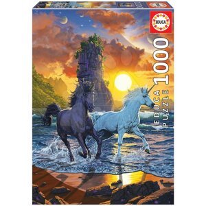 Puzzle Unicorns On Beach Vincent Hie Educa 1000 darabos és Fix ragasztóval a csomagban 11 évtől