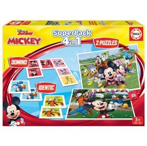 Puzzle dominó és pexeso Mickey and Friends Disney Superpack Educa 2x25 darabos