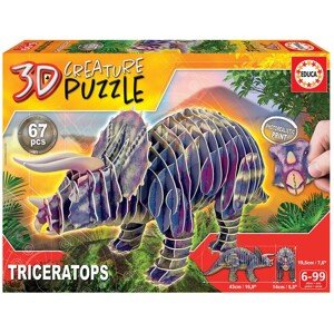 Puzzle dinoszaurusz Triceratops 3D Creature Educa hossza 43 cm  67 darabos 6 évtől